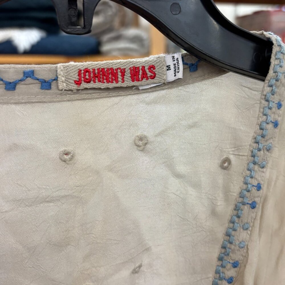 Johnny Was Blouse Jacket /Shacket – Sheer Embroidered Floral with Flounce Sleeve - Picture 4 of 5